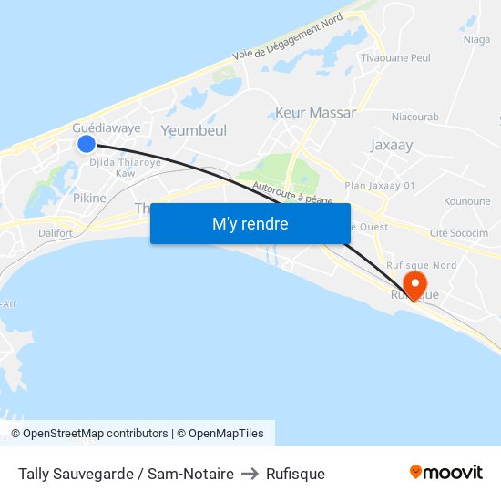 Tally Sauvegarde / Sam-Notaire to Rufisque map