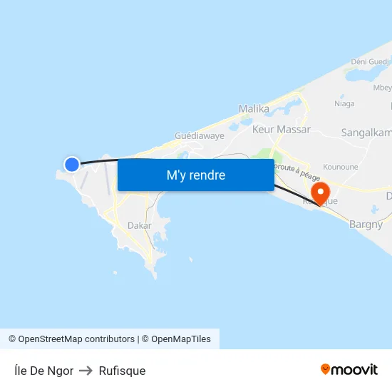 Íle De Ngor to Rufisque map