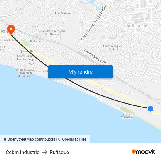 Ccbm Industrie to Rufisque map