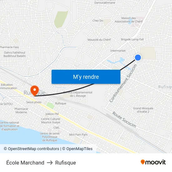École Marchand to Rufisque map