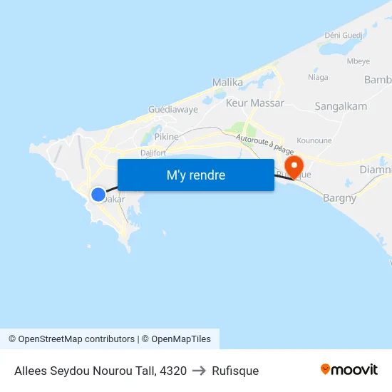 Allees Seydou Nourou Tall, 4320 to Rufisque map