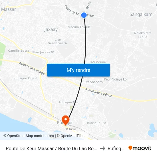 Route De Keur Massar / Route Du Lac Rose to Rufisque map