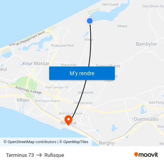 Terminus 73 to Rufisque map