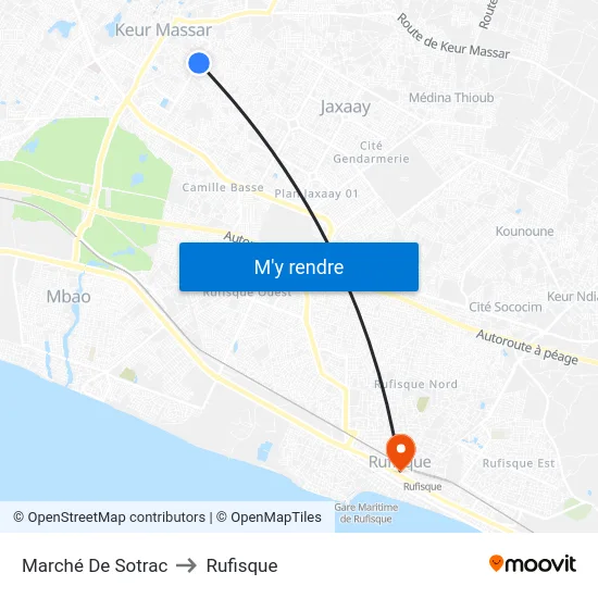 Marché De Sotrac to Rufisque map