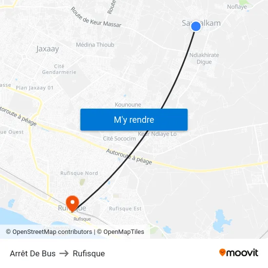 Arrêt De Bus to Rufisque map