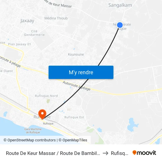 Route De Keur Massar / Route De Bambilor to Rufisque map