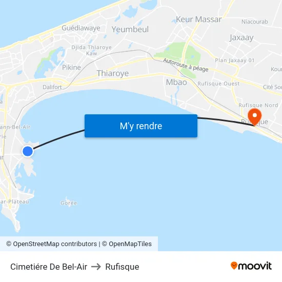 Cimetiére De Bel-Air to Rufisque map