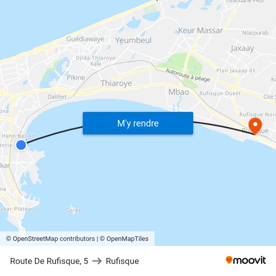 Route De Rufisque, 5 to Rufisque map