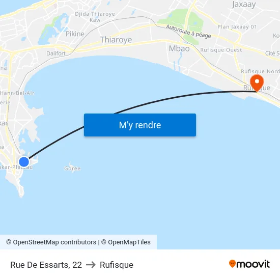Rue De Essarts, 22 to Rufisque map