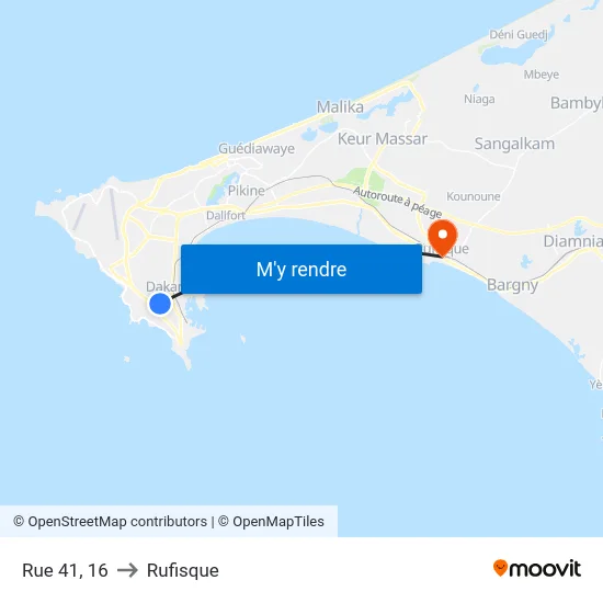 Rue 41, 16 to Rufisque map