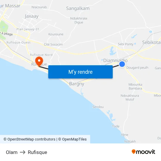 Olam to Rufisque map