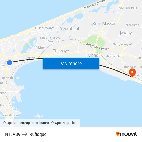 N1, V39 to Rufisque map