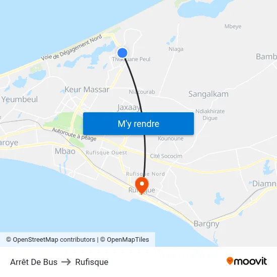 Arrêt De Bus to Rufisque map