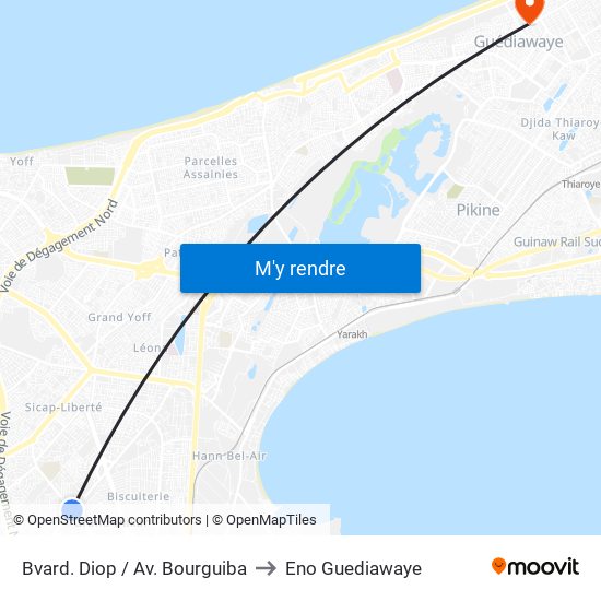 Bvard. Diop / Av. Bourguiba to Eno Guediawaye map