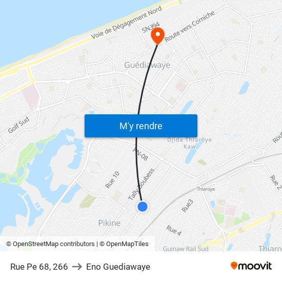 Rue Pe 68, 266 to Eno Guediawaye map