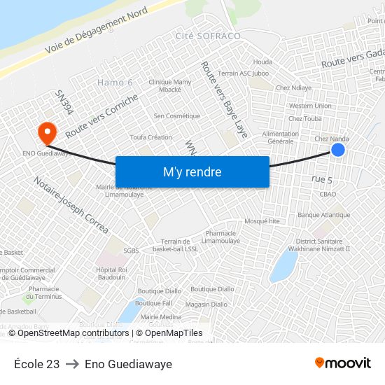 École 23 to Eno Guediawaye map