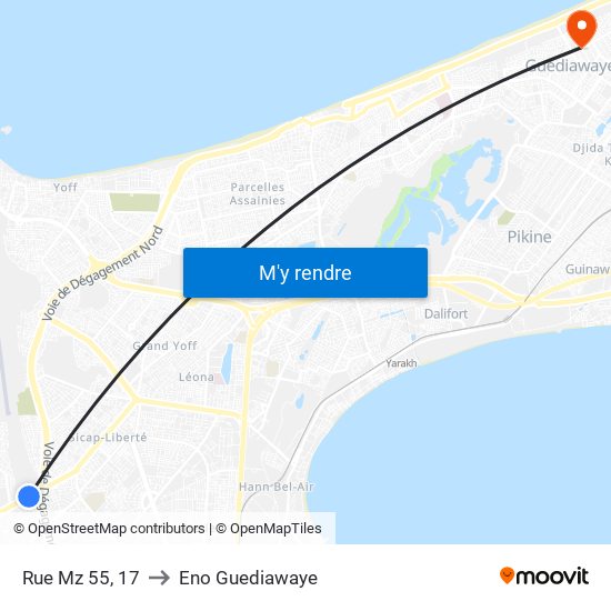 Rue Mz 55, 17 to Eno Guediawaye map
