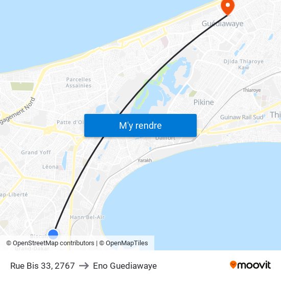 Rue Bis 33, 2767 to Eno Guediawaye map