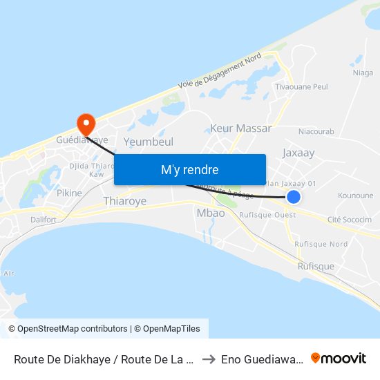Route De Diakhaye / Route De La Sei to Eno Guediawaye map