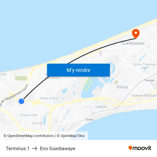 Terminus 1 to Eno Guediawaye map
