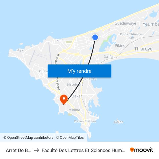 Arrêt De Bus to Faculté Des Lettres Et Sciences Humaines map