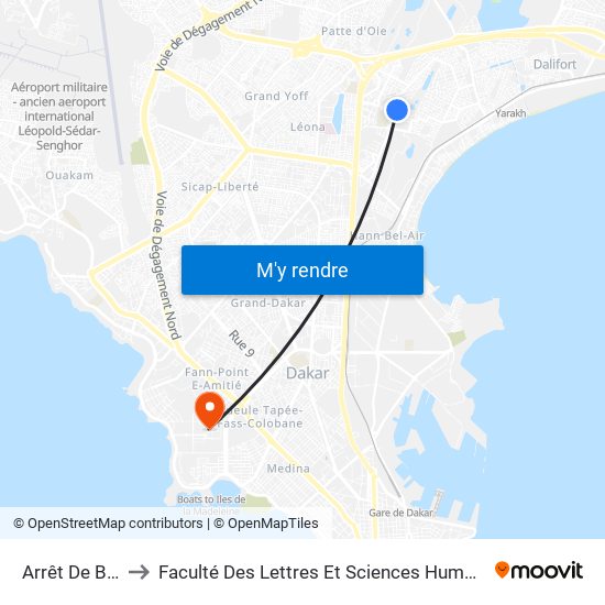 Arrêt De Bus to Faculté Des Lettres Et Sciences Humaines map