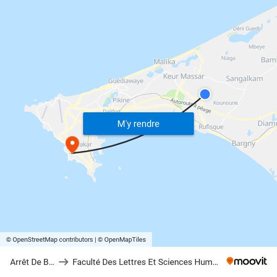 Arrêt De Bus to Faculté Des Lettres Et Sciences Humaines map