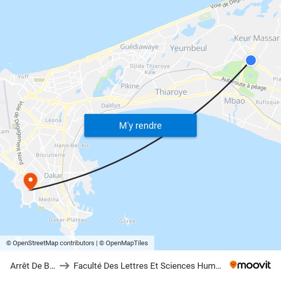 Arrêt De Bus to Faculté Des Lettres Et Sciences Humaines map