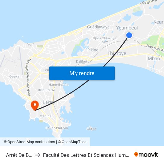 Arrêt De Bus to Faculté Des Lettres Et Sciences Humaines map