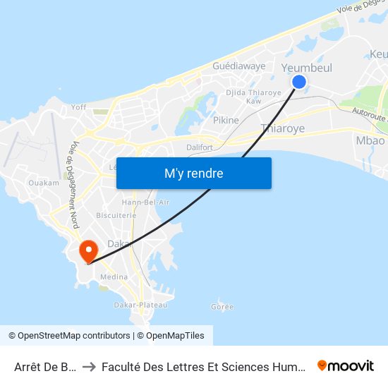 Arrêt De Bus to Faculté Des Lettres Et Sciences Humaines map