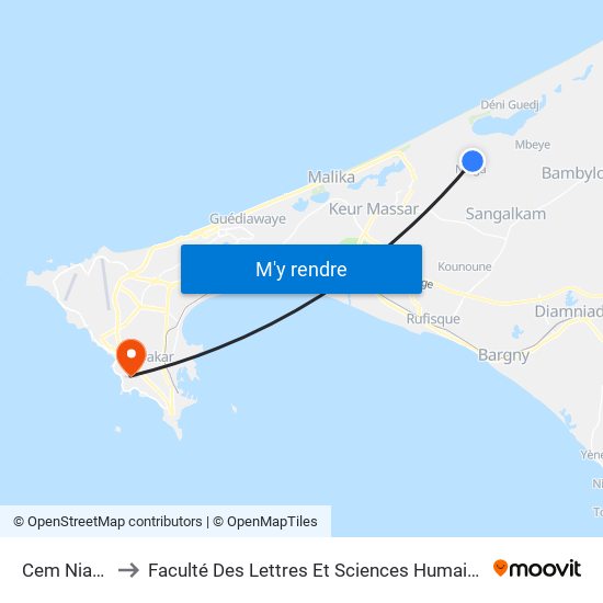 Cem Niaga to Faculté Des Lettres Et Sciences Humaines map
