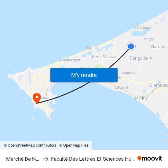 Marché De Niaga to Faculté Des Lettres Et Sciences Humaines map