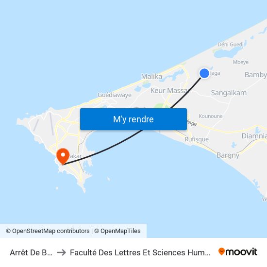 Arrêt De Bus to Faculté Des Lettres Et Sciences Humaines map