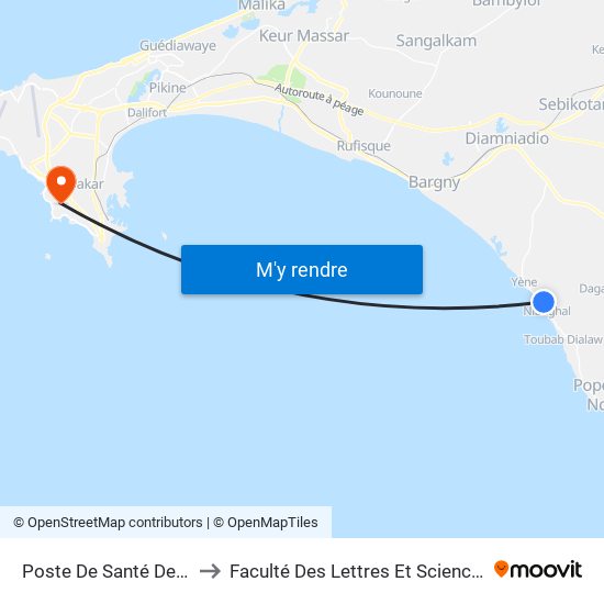 Poste De Santé De Nianghal to Faculté Des Lettres Et Sciences Humaines map