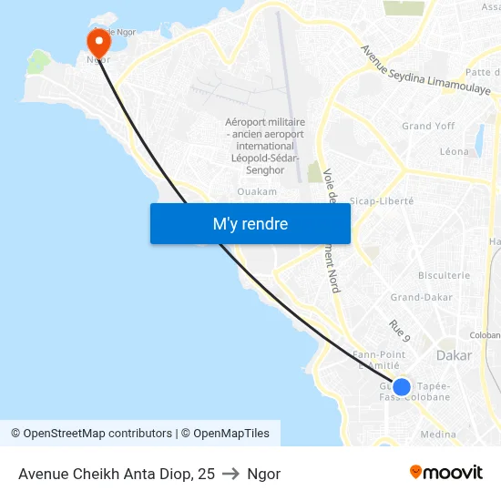 Avenue Cheikh Anta Diop, 25 to Ngor map