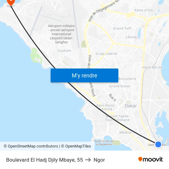 Boulevard El Hadj Djily Mbaye, 55 to Ngor map