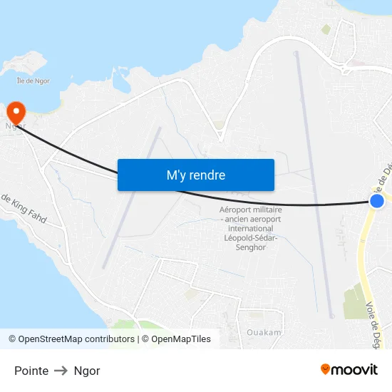 Pointe to Ngor map