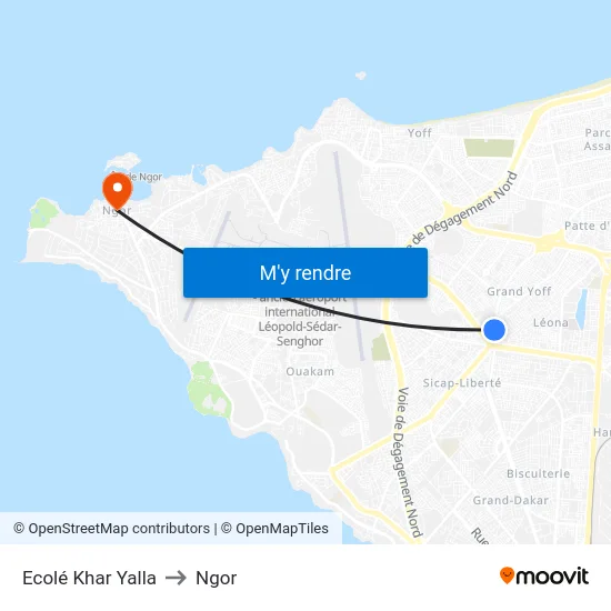 Ecolé Khar Yalla to Ngor map