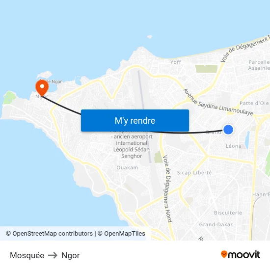 Mosquée to Ngor map