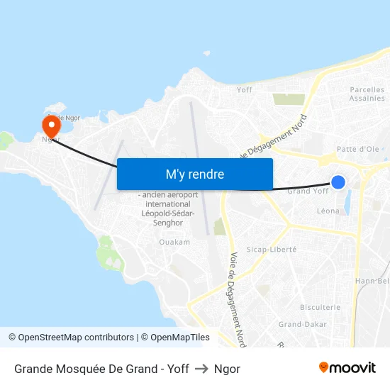 Grande Mosquée De Grand - Yoff to Ngor map