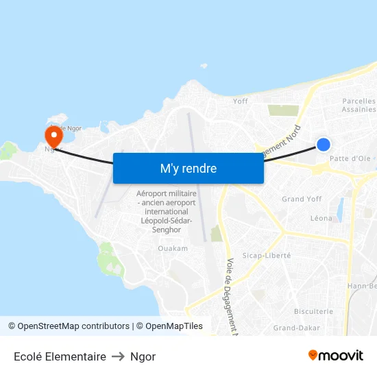 Ecolé Elementaire to Ngor map