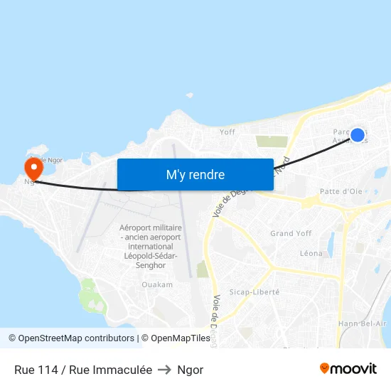 Rue 114 / Rue Immaculée to Ngor map