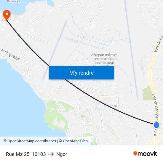Rue Mz 25, 10103 to Ngor map