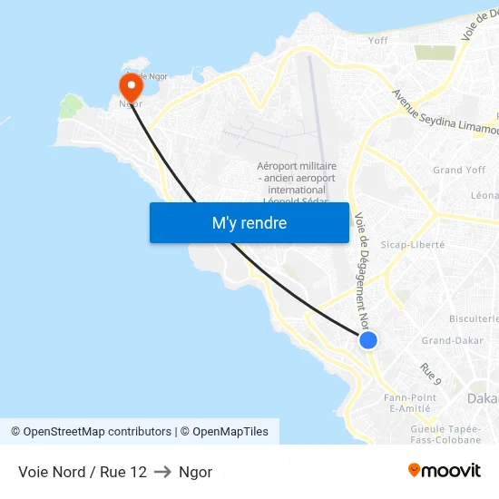Voie Nord / Rue 12 to Ngor map