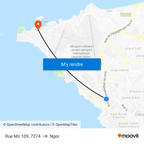 Rue Mz 109, 7274 to Ngor map