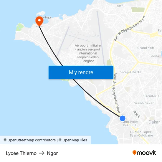 Lycée Thierno to Ngor map