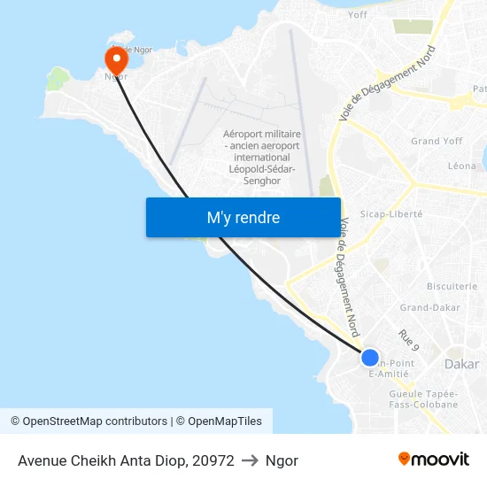 Avenue Cheikh Anta Diop, 20972 to Ngor map