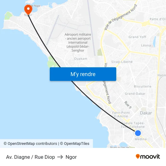Av. Diagne / Rue Diop to Ngor map