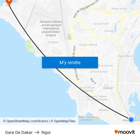 Gare De Dakar to Ngor map