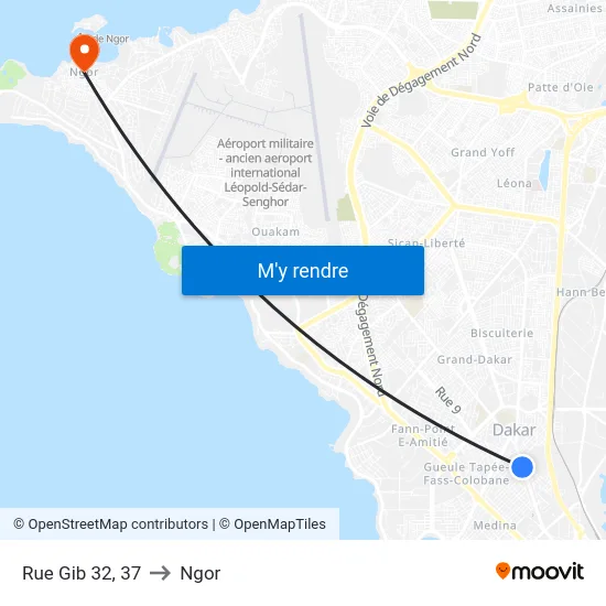 Rue Gib 32, 37 to Ngor map